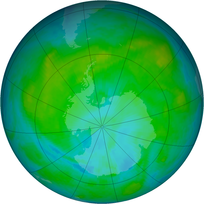 Antarctic ozone map for 16 January 1987